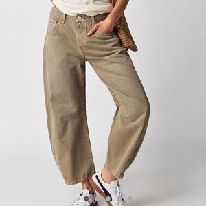 Free People Tan barrel jeans